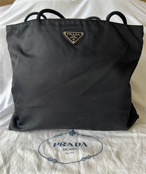 prada twin pocket tote black|prada black nylon tote.